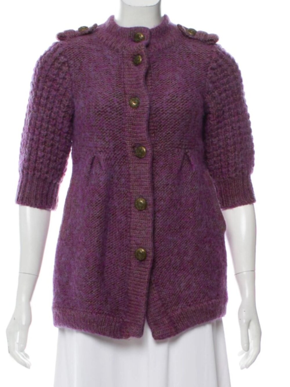 Tibi Rare Purple Military Style Puff Sleeve Cardigan Size XS